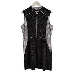 Glamour Black and Gray Sheath Midi Dress Mock Neck